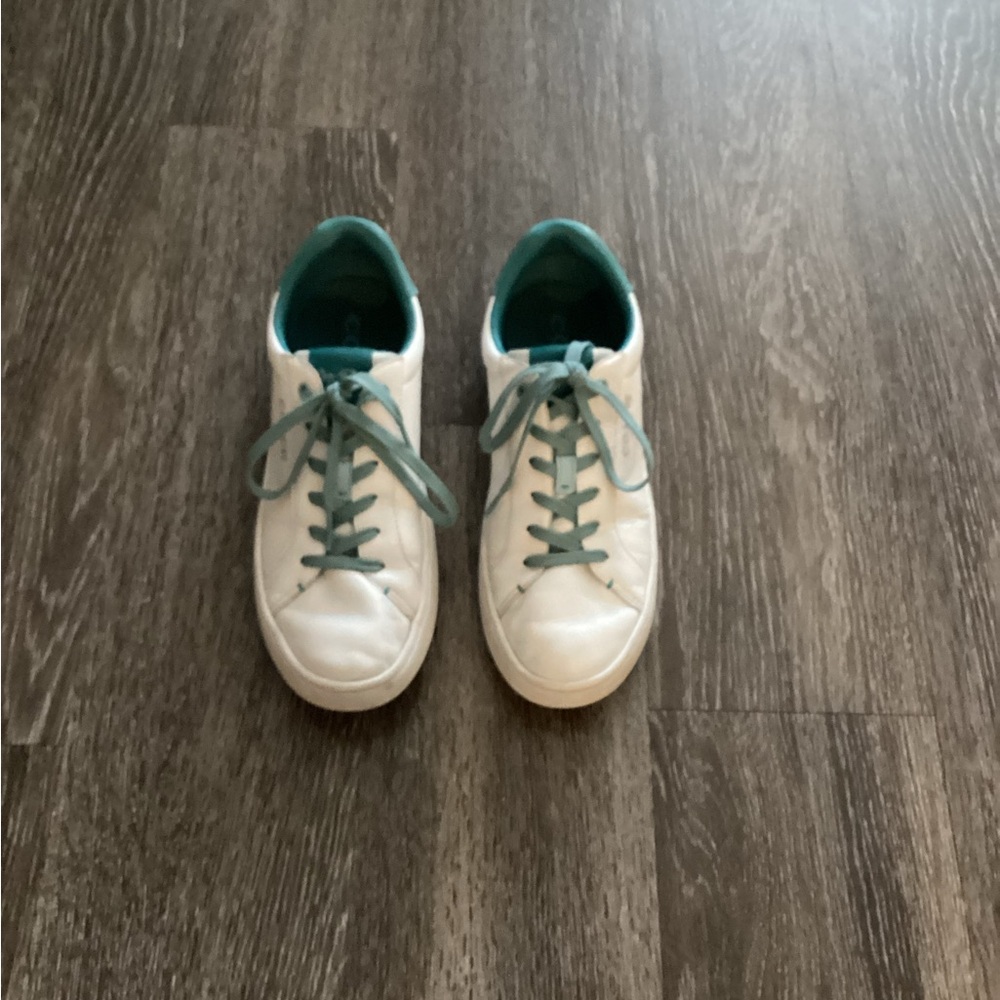 Clip Low Top Sneaker White and Teal Sneakers